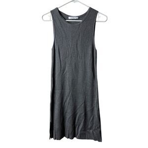 Kokun Gray Ribbed Bamboo Cashmere Tank Sweater Tunic Dress Minimalist